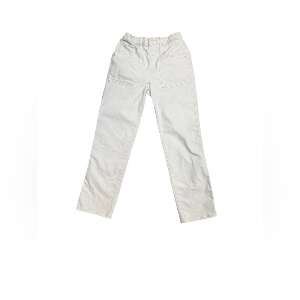 Hudson Remi Straight Leg Utility Elastic Waist Cream Jeans Size 26